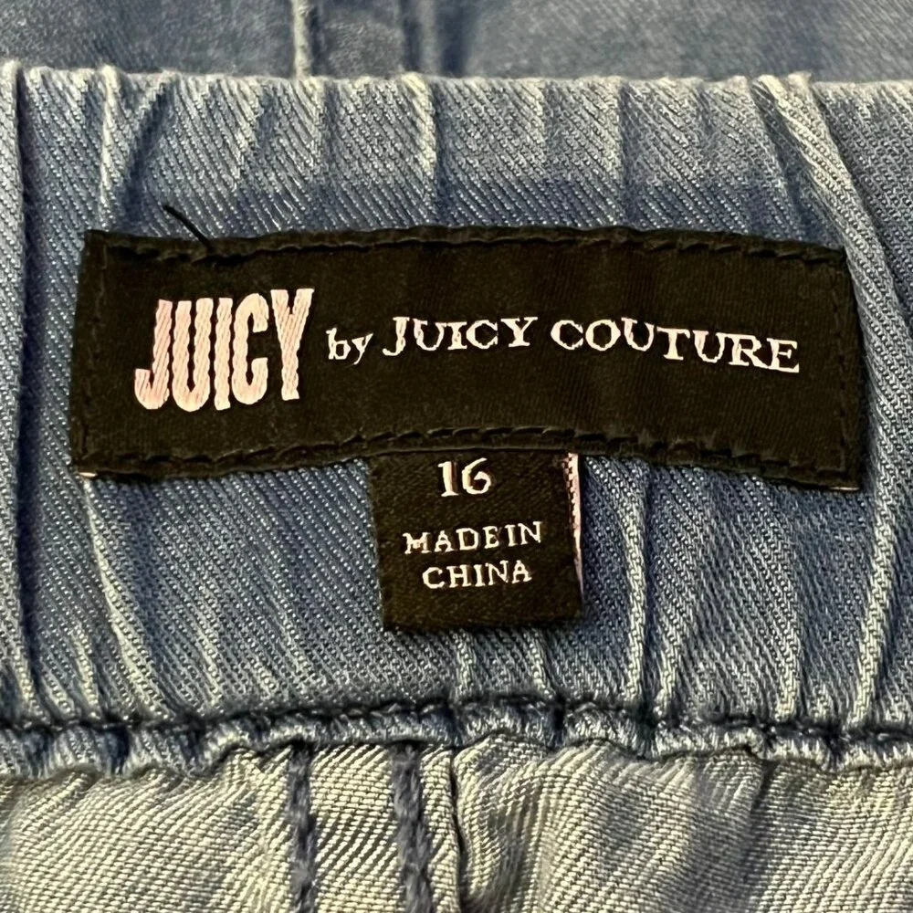 Juicy Couture Chambray Wide Leg Crop? Pants Womens 16 Used 100% Cotton - Picture 6 of 13